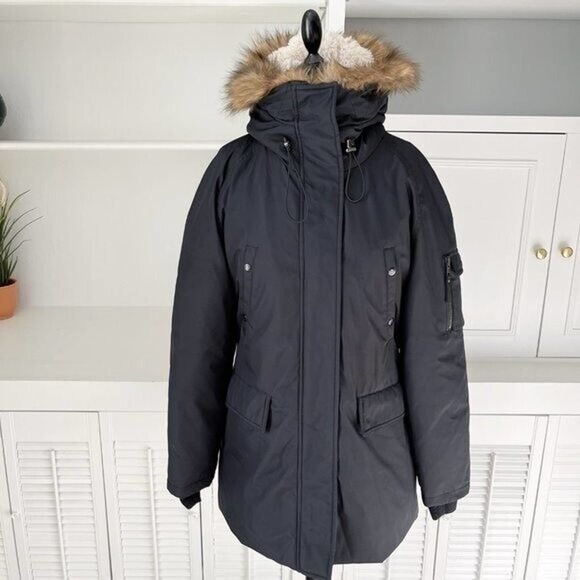 S13/Nyc Jackets & Blazers - S13/NYC Black Faux Fur Trim Sherpa Hooded Anorak Jacket Size XL